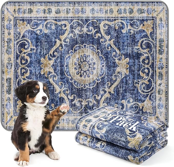 Washable Pee Pads for Dogs, 2 Pack Reusable Puppy Pads Absorbent Training Pads for Dogs Waterproof Dog Mat Non-Slip Whelping Pet Mat