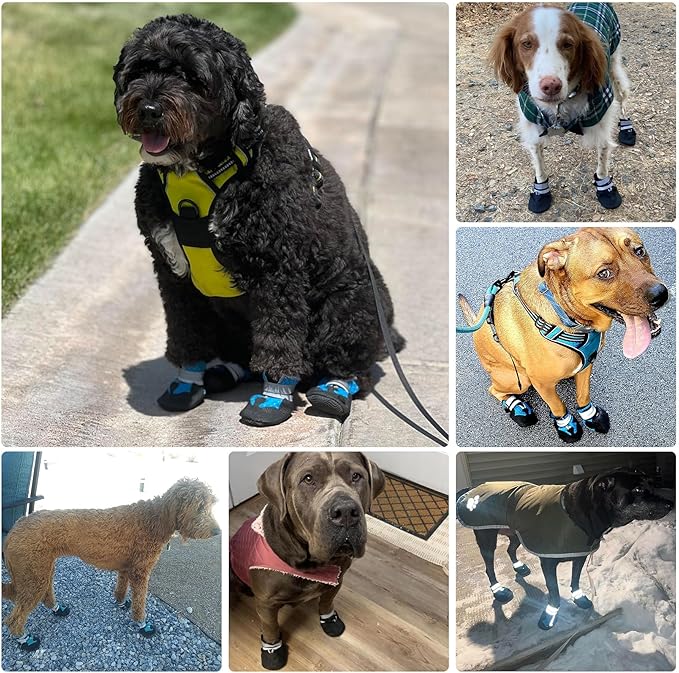 Dimicoo Breathable Dog Boots for Medium Large Dogs,Non-Slip Dog Shoes for Winter Snow and Summer Hot Pavement,Lightweight Paw Protector Dog Booties for Outdoor Walking Indoor Hardwood Floors