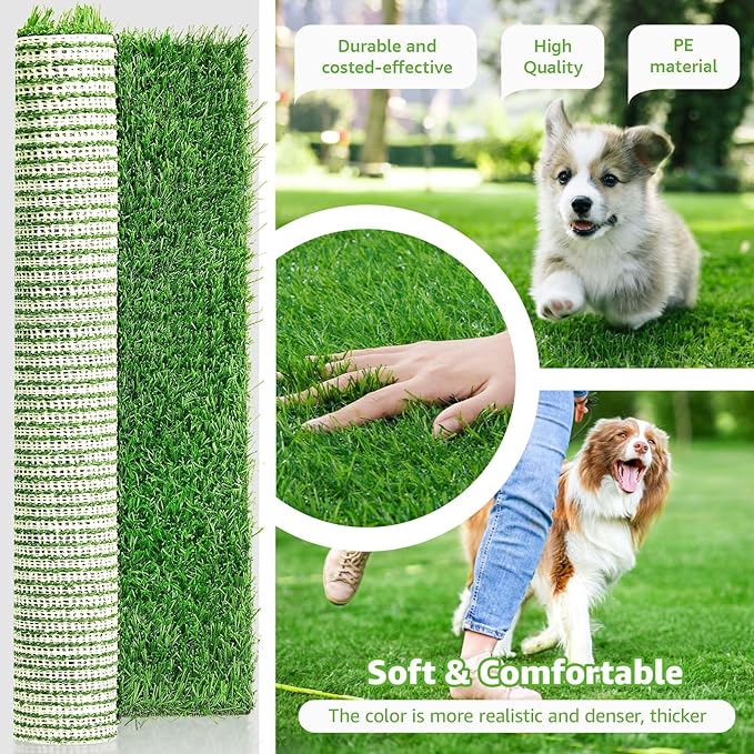 Dog Grass Pee Pads 51.2"x26" 1 Pack, Realistic Fake Grass for Dogs Indoor Outdoor Potty Training,Artificial Grass Pads for Dogs Potty- Reusable Grass Patch Mat with High Drainage & Easy to Clean