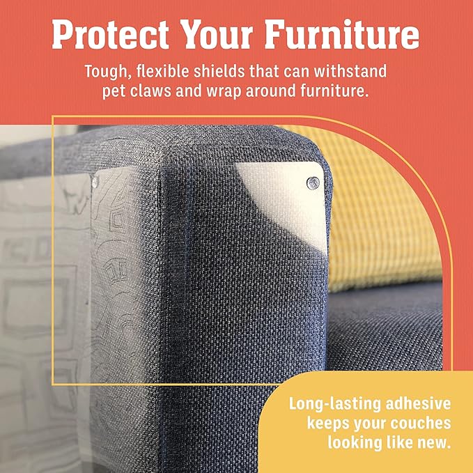 18 Pack XL Anti Cat Scratch Furniture Protector - Couch Protector from Cat Claws w/Twist Pins - Heavy Duty, Strong, Clear, Easy-to-Apply Scratching Deterrent and Shield for Sofa