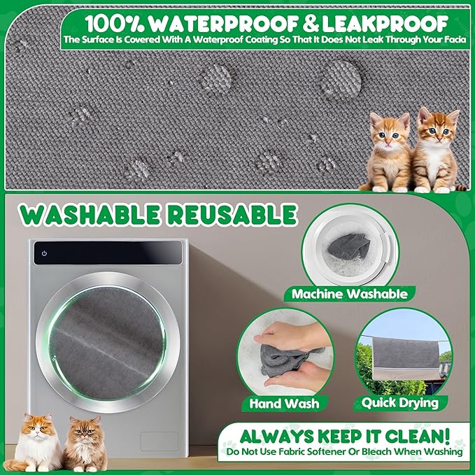 Cat Scratch Furniture Protector - Anti-Slip, Waterproof Sofa Cover to Keep Cats Off, Pet-Friendly Couch Protectors for 3 Cushion Couch, Anti-Scratch Couch Cover for Pets and Kids 150"X91"Dark Gray