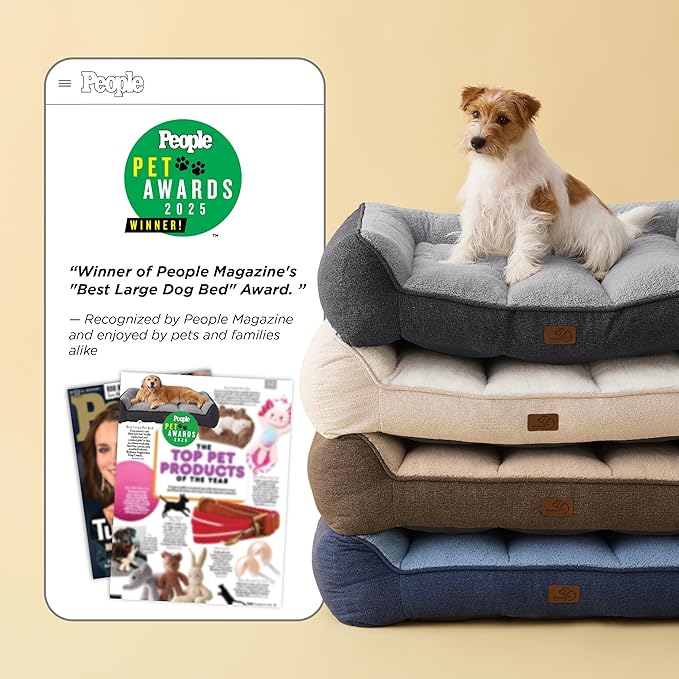 Bedsure XL Orthopedic Dog Beds Large Sized Dog - Extra Thick Supportive Dogs Couch with Waterproof Washable Cover, Extra Large Comfort Pet Bed Sofa with Soft Plush Sherpa and Nonskid Bottom, Brown