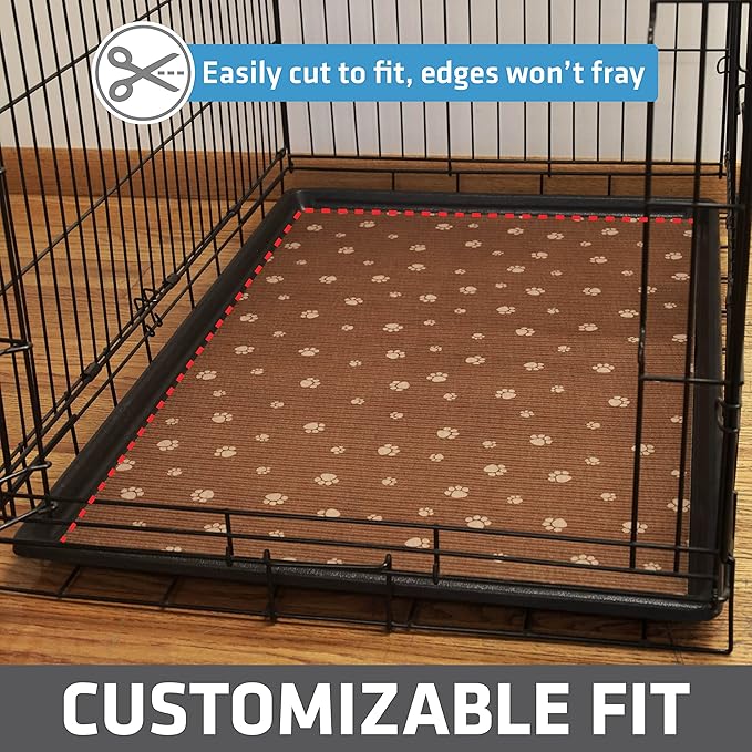 Drymate Dog Crate Mat Liner, Absorbs Urine, Waterproof, Non-Slip, Washable Puppy Pee Pad for Kennel Training - Use Under Pet Cage to Protect Floors, Thin Cut to Fit Design (USA Made) (Brown)(27"x42")