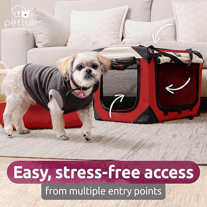 Cat & Dog Pet Carrier, Soft-Sided, Medium 20"x13"x13" Fits Most Cats or Small Dog, Comfortable for Travel & Vet Visits, Privacy Windows, Removable Plush Bed, Locking Zippers, Folds Flat
