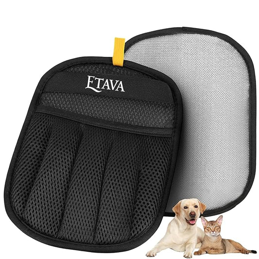 Pet Hair Removal Glove for Cats & Dogs – Upgraded Five-Finger Grooming Glove with Electrostatic Grip, Gentle Massage Mitt, Reusable Deshedding Brush & Magic Pet Hair Remover Tool (1 PCS Black)