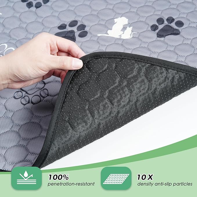 Washable Pee Pads, Puppy Pee Pad for Dogs, 1 Pack Absorbent Reusable Training Dog Pads Pet Puppy Pads, Non-Slip Potty Pads for Whelping, Playpen, Crate, Bed, Grey 63"x63"