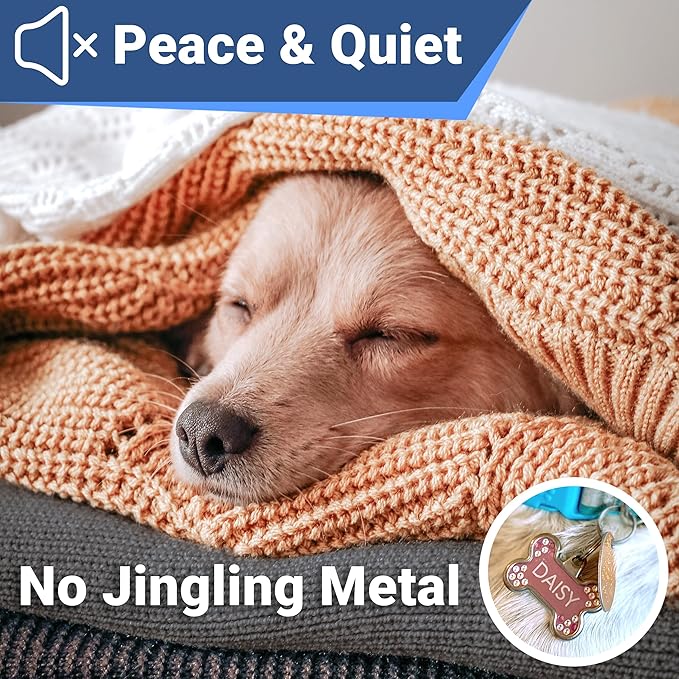 GoTags Silent Personalized Engraved Pet ID Dog and Cat Tags, Jingle Free Quiet Custom Name Tags (Silver, Small)
