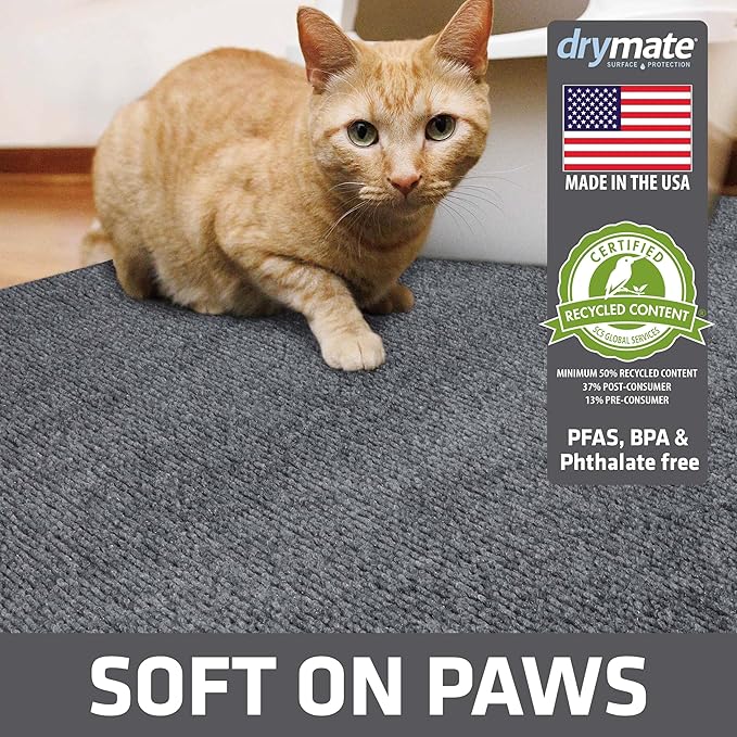 Drymate Jumbo Cat Litter Trapping Mat, (Ridged Design), Traps Litter & Mess from Box, Soft on Kitty Paws, Absorbent, Waterproof, Urine-Proof, Machine Washable, Durable, (USA Made) (36" x 47")