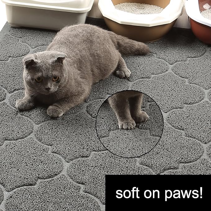 LittleTiger Cat Litter Mat, XL Super Size, Phthalate Free, Easy to Clean, 46x35 Inches, Durable, Soft on Paws, Large Litter Mat.
