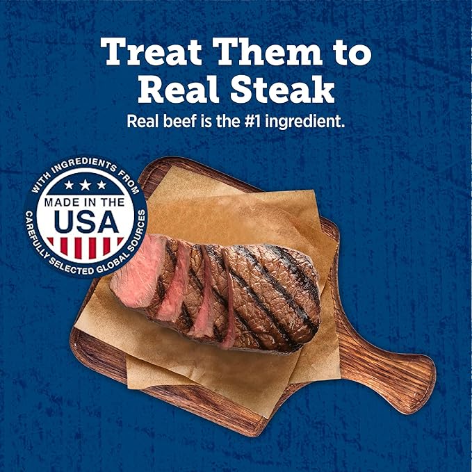 Blue Buffalo True Chews Premium Jerky Cuts Natural Dog Treats, Steak 10 oz bag