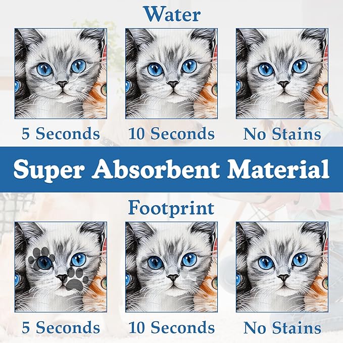 Cute Cats Pet Food Mat for Cats and Dogs–Christmas Stocking Absorbent Quick Dry Feeding Placemat, Non Slip Rubber Base, Waterproof Bowl Mat for Indoor Use, Pet Supplies 16"x24"