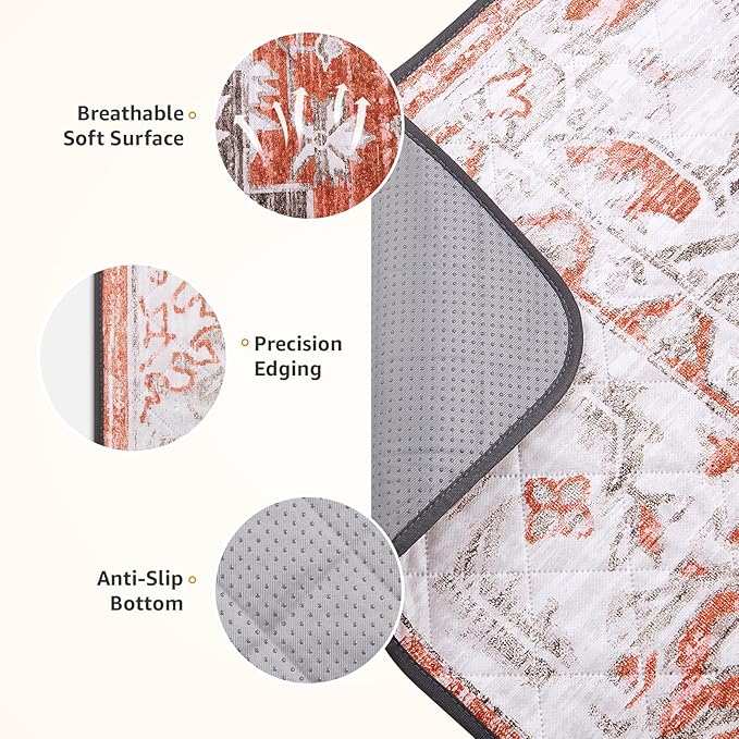 LOOBANI Reusable Pee Pads for Dogs with Pheromones, 1 Pack Super Absorbent Washable Puppy Pee Pads, Waterproof Non-Slip Whelping Pad for Floor Playpen Crate Couch-65 x48 (Red-Orange)