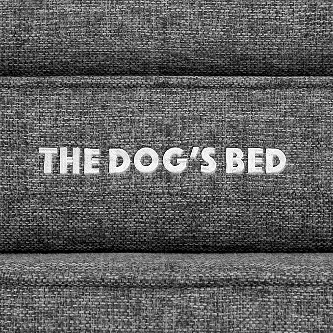 The Dog’s Bed Orthopedic Headrest Dog Bed XL Grey Linen, Memory Foam, Pain Relief for Arthritis, Hip & Elbow Dysplasia, Post Surgery, Lameness, Waterproof Washable Cover
