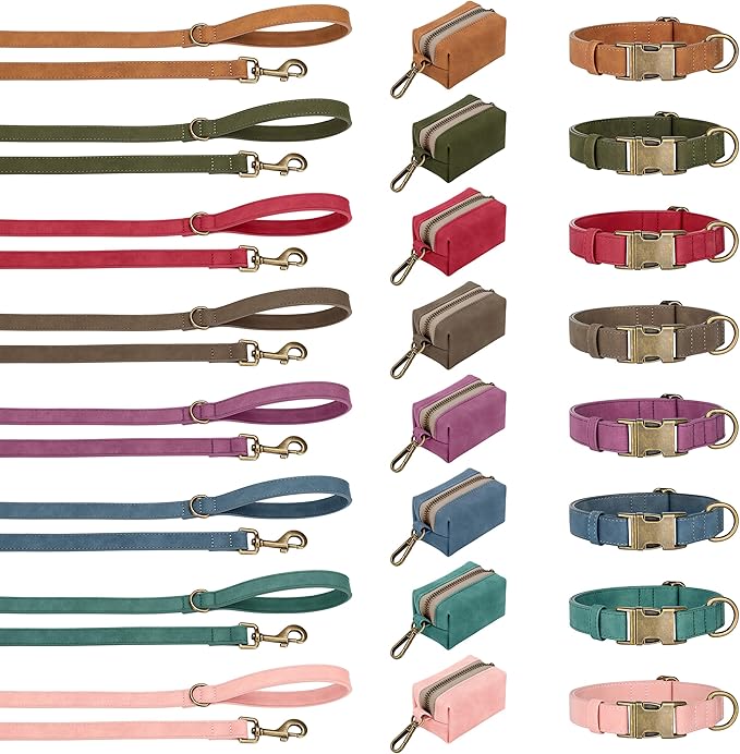 Didog Soft PU Leather Dog Collar, Stylish Quick Released Dog Collar for Large Dogs, Easy Clean Adjustable Pet Collar for Daily Walking, Dark Green, L Fit 15-23" Neck