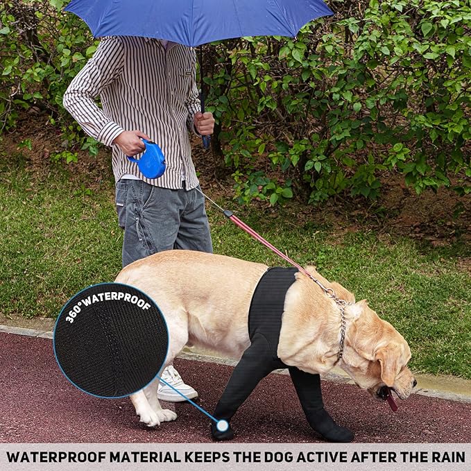 Dog Socks & Boots - Waterproof Anti-Licking Paw Protectors with Non-Slip Bottom, Post-Surgery Recovery Sleeves for Wound Protection (Black, 3XL)