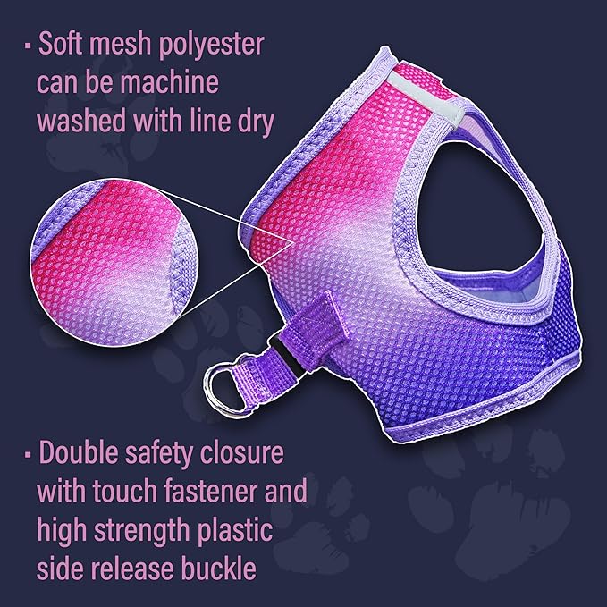 Doggie Design Dog Harness - No Choke Dog Harness, Dog Vest, Mesh Polyester, Pet Harness, Simple Step in and Go Design, Harness for Dog - Raspberry Sundae, XL