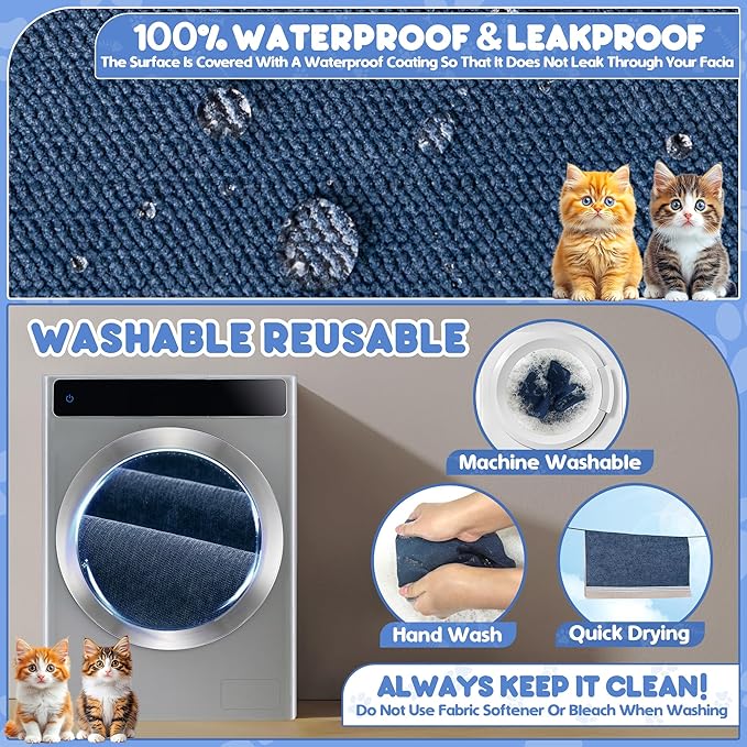 Cat Scratch Furniture Protector - Anti-Slip, Waterproof Sofa Cover to Keep Cats Off, Pet-Friendly Couch Protectors for 3 Cushion Couch, Anti-Scratch Couch Cover for Pets and Kids 150"X91"Navy Blue