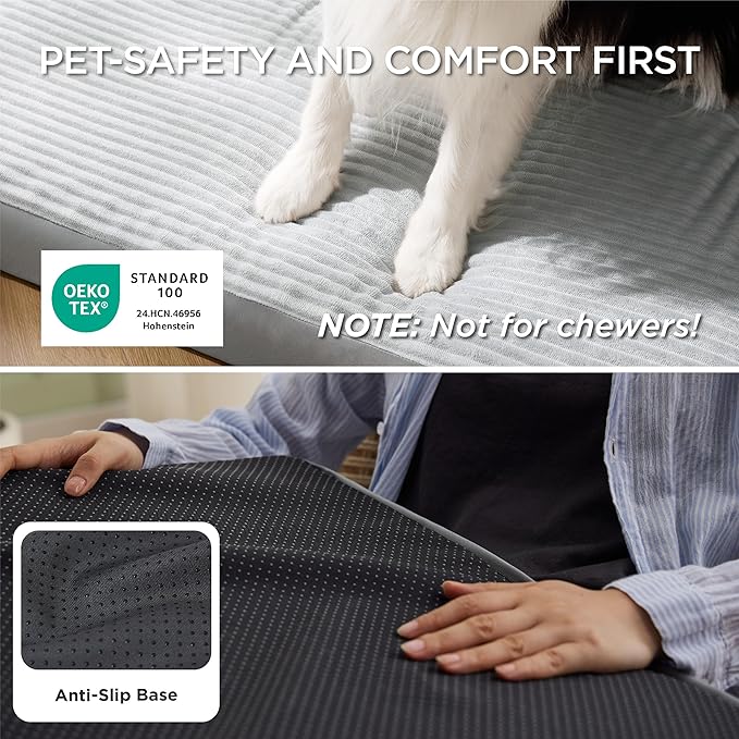Bedsure Dog Beds Large Sized Dog- Orthopedic Pet Beds for Crate with Removable Machine Washable Cover, NOT Waterproof Egg Crate Foam Puppy Pad, Suitable for Pet Up to 50 lbs, 35"x22"