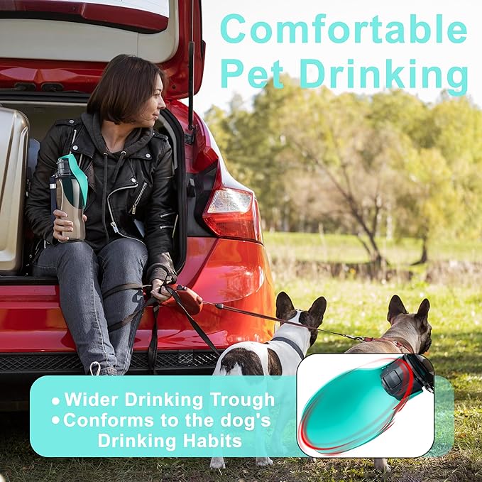 Maitu Portable Leak-Proof Pet Bottle with Bowl, Blue, 27 oz