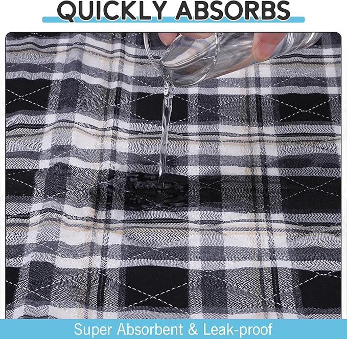 Washable Pee Pads for Dogs - 18”x24” 8PCS, Whelping Pad for Puppy Training, Playpen Crate Bed Floor Protector, Reusable Dog Potty Pads Non-Slip, Super Absorbent & Odor Controlling, Black Plaid