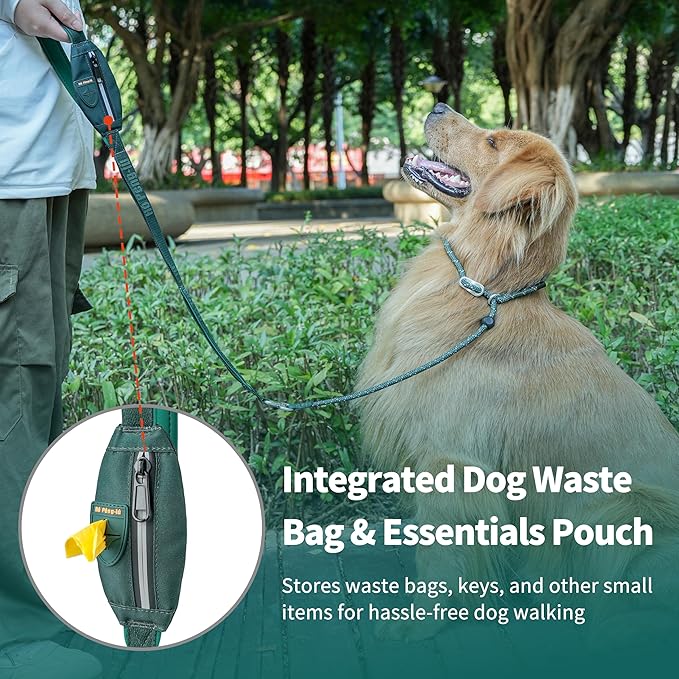 Dog Slip Lead Dog Leash, Heavy Duty No-Pull Training Leash w/Poop Bag Holder, Anti-Tangle, Multi-Handles & Reflective Thread for Small, Medium Dogs 4FT Orange