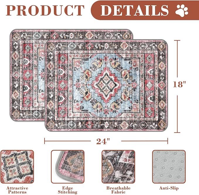 Washable Pee Pads for Dogs, 2 Pack Reusable Puppy Pads Absorbent Training Pads for Dogs Waterproof Dog Mat Non-Slip Whelping Pet Mat