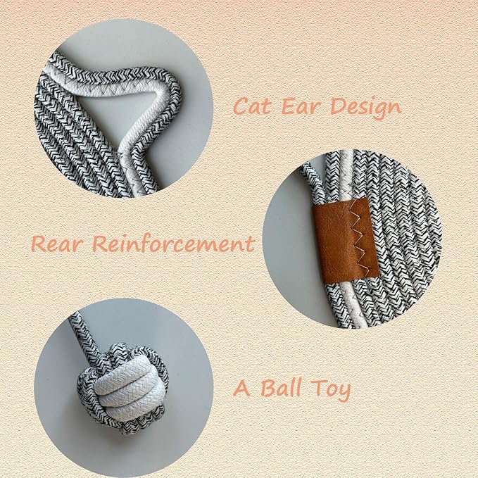 Cat Scratcher, 19.7'' Natural Cotton Rope Scratching Pad, Durable Cat Scratching Mat, Interactive Cat Toy,Large Size (Gray)