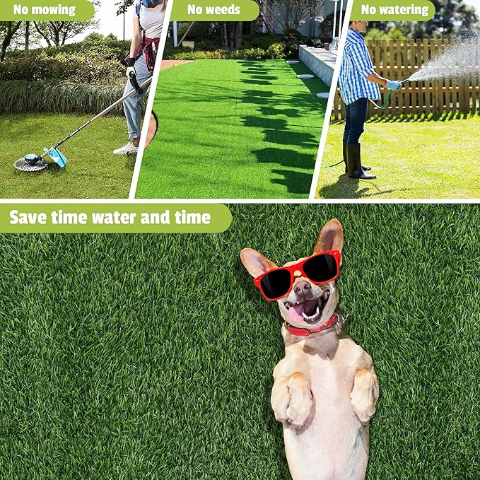 Grass Pad for Dogs, 120" x 36" Artificial Turf for Pets Potty Training, Fake Grass Mat with Drainage Holes, Easy to Clean, Large Turf Rug Outdoor Indoor Use