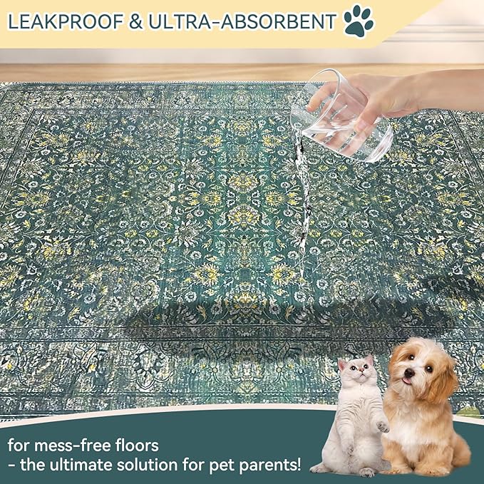 Washable Pee Pads for Dogs, 2 Pack 18'' x 24'' Reusable Non-Slip Puppy Pads with Super Absorbent, Waterproof Rug for Training Travel Whelping Housebreaking Incontinence Crate