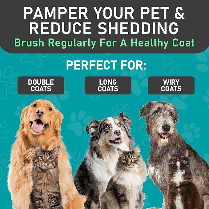 Maxpower Planet Pet Grooming Brush - Double Sided Shedding and Dematting Undercoat Rake Comb for Dogs and Cats,Extra Wide (B - Slicker Brush, Large)
