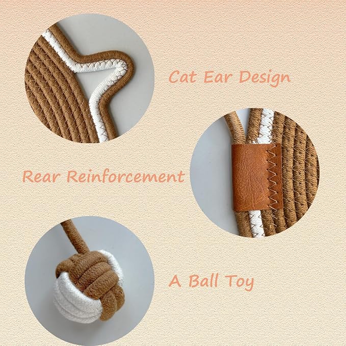 Cat Scratcher, 19.7'' Natural Cotton Rope Scratching Pad, Durable Cat Scratching Mat, Interactive Cat Toy,Large Size (Brown)