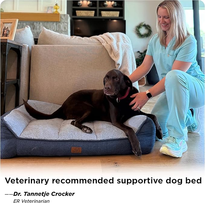 Bedsure XL Orthopedic Dog Beds Large Sized Dog - Extra Thick Supportive Dogs Couch with Waterproof Washable Cover, Extra Large Comfort Pet Bed Sofa with Soft Plush Sherpa and Nonskid Bottom, Brown
