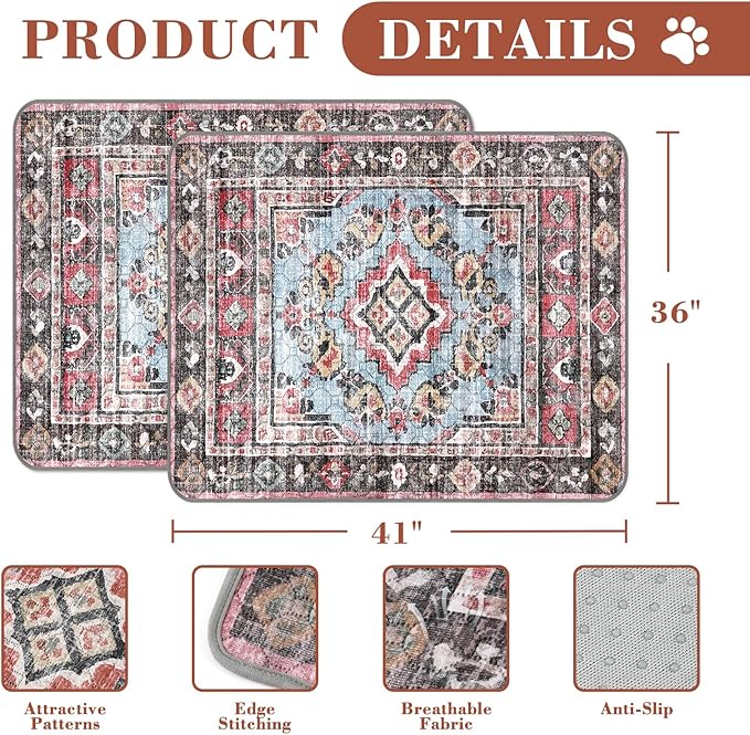 Washable Pee Pads for Dogs, 2 Pack Reusable Puppy Pads Absorbent Training Pads for Dogs Waterproof Dog Mat Non-Slip Whelping Pet Mat