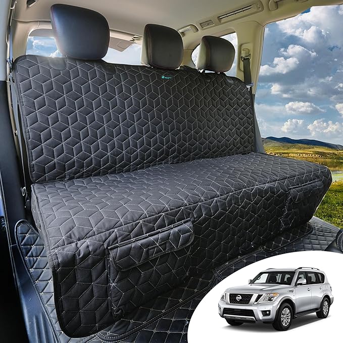 Meginc Bench Dog Car Seat Covers for SUV, Waterproof Dog Seat Cover for Back Seat Fit Ford Explorer Heavy Duty Non Slip Back Seat Cover Protector for Chevrolet Tahoe/Yukon/Suburban/Expedition
