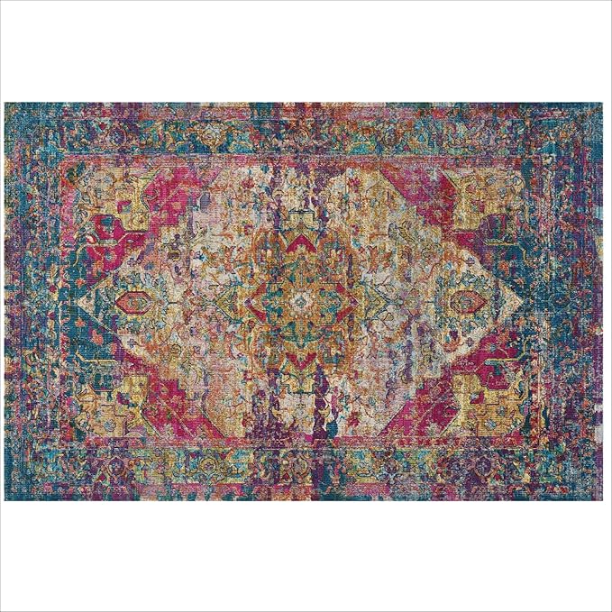 Stylish Waterproof Dog Mats for Muddy Paws - Decorative Washable Pet Floor Protectors - Large 36 x 48 Inch Rug-Look Pads - Machine Washable, Non-Slip Backing - 2 Pack (Bohemian Jewel)