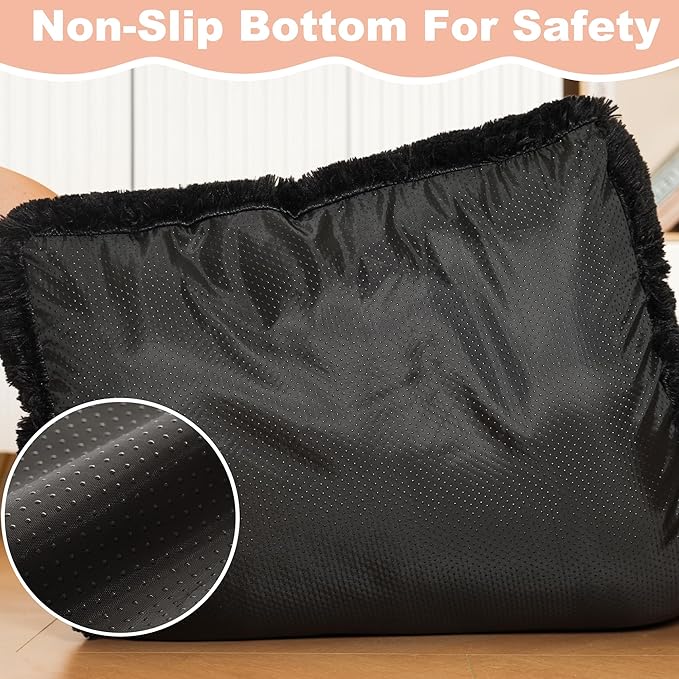 Bedfolks Waterproof Dog Crate Pad, Plush Washable Dog Kennel Bed - 35"x23", Black