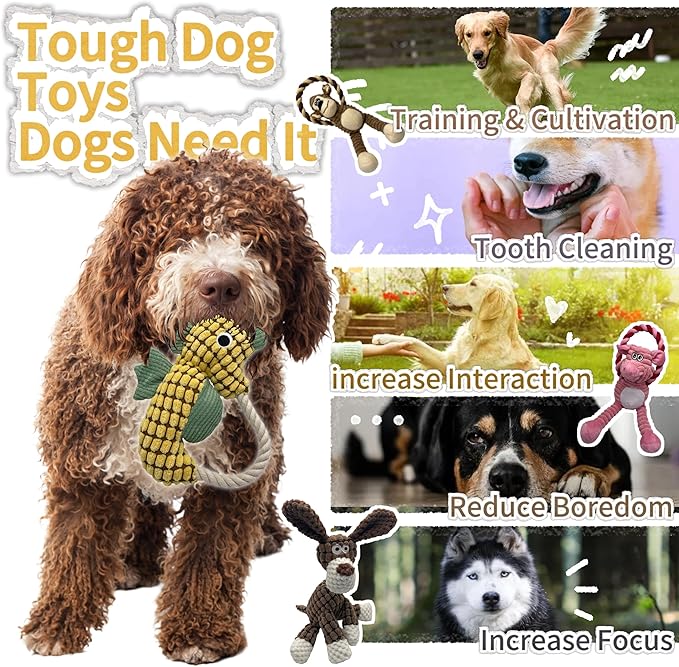 Sumuyo Plush Wrinkled Squeaky Dog Toy,2-Pack The Best Durable Teething Puppy Rope Chew Toy Keeps Them Busy Playing Hide-and-Seek Suitable for Puppy, Medium Dogs and Large Dogs (Green)