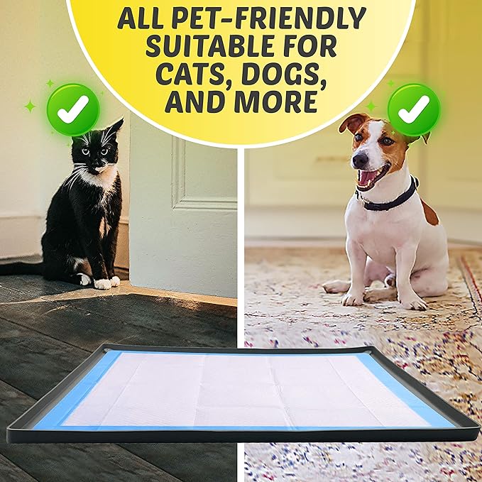 TidyFriend Pee Pad Holder Tray with Corner Clip 28 x 30 Inches - Easy to Clean & Store, No Spill Silicon Training Pad for Dogs (Grey)