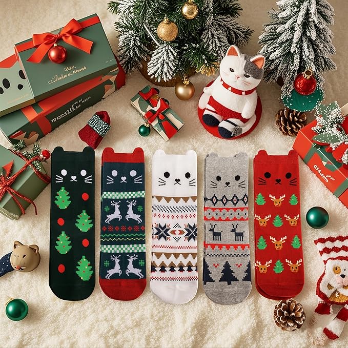 Jeasona Women's Cat Socks Cat Gifts Cute Animal Socks Dog Owl Gifts for Women