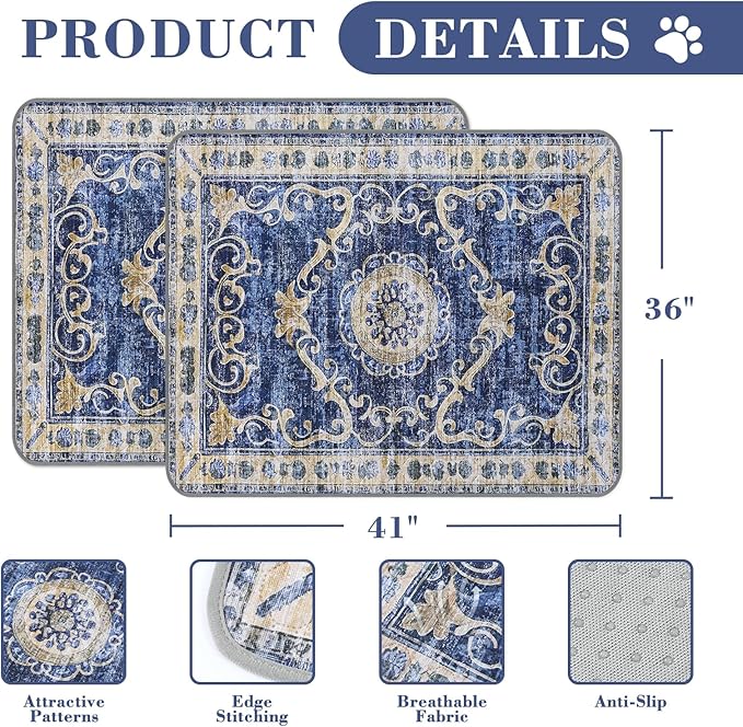 Washable Pee Pads for Dogs, 2 Pack Reusable Puppy Pads Absorbent Training Pads for Dogs Waterproof Dog Mat Non-Slip Whelping Pet Mat