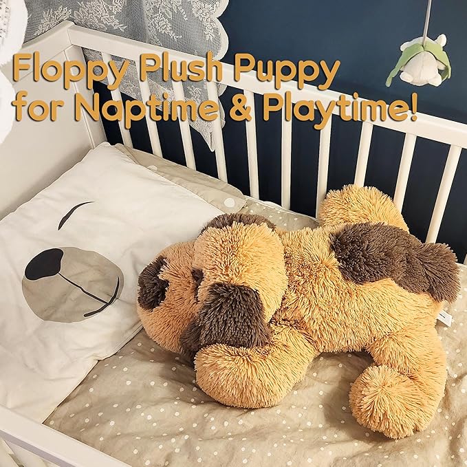 WEIGEDU Floppy Stuffed Dog Puppy Plush Toy, Huggable Beagle Labrador Retriever Stuffed Animal Dogs for Kids Girls Boys Baby Birthday Gift, 20 inch, Brown