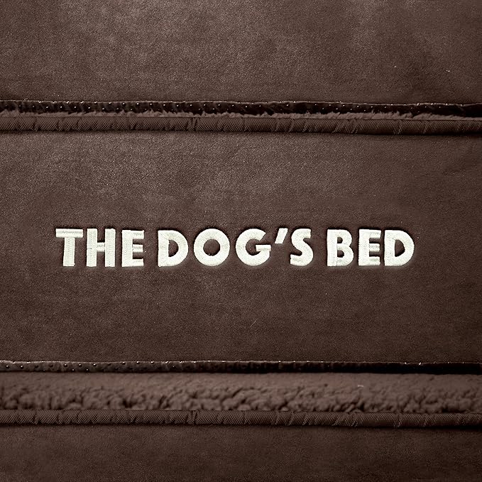 The Dog’s Bed Orthopedic Headrest Dog Bed XL Brown Plush, Memory Foam, Pain Relief for Arthritis, Hip & Elbow Dysplasia, Post Surgery, Lameness, Waterproof Washable Cover