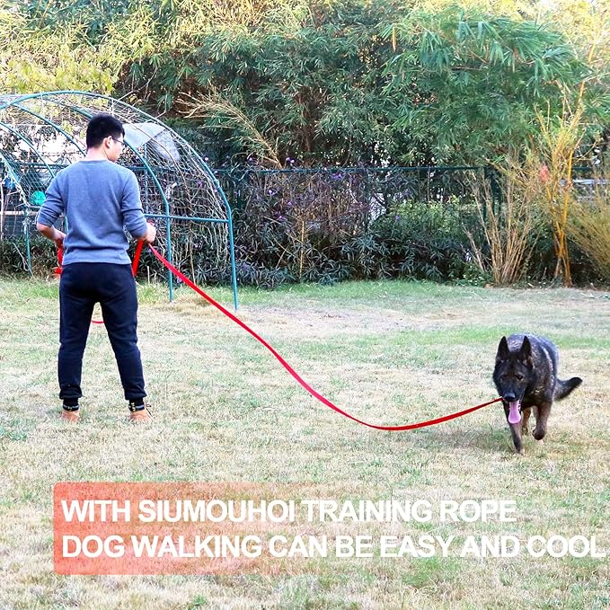 Siumouhoi Dog/Puppy Obedience Recall Training Agility Lead -15ft 20ft 30ft 40ft 50ft Training Leash - Great for Play, Camping, or Backyard - Red 50ft
