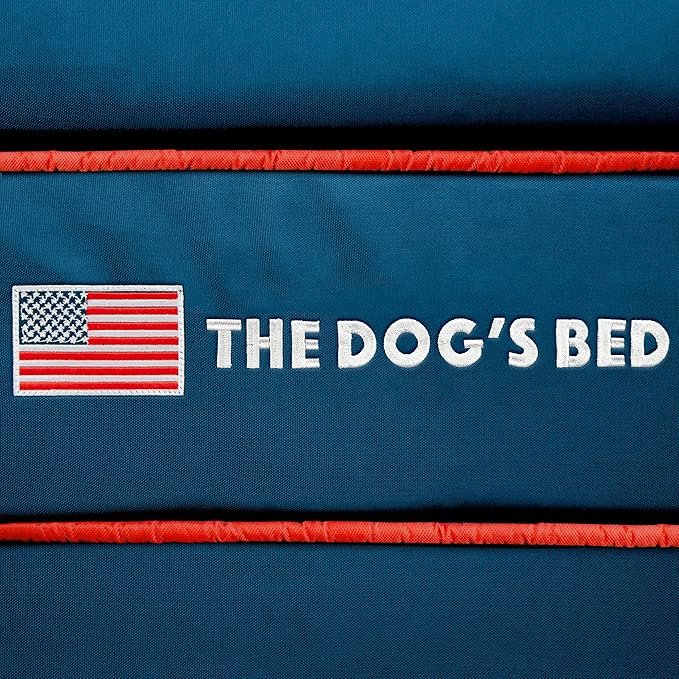 The Dog’s Bed, XXL Blue Oxford with Red Trim USA Flag Dog Bed, Memory Foam, Pain Relief: Arthritis, Post Surgery, Lameness, Supportive, Calming, Waterproof Washable Cover, Veterinary Approved